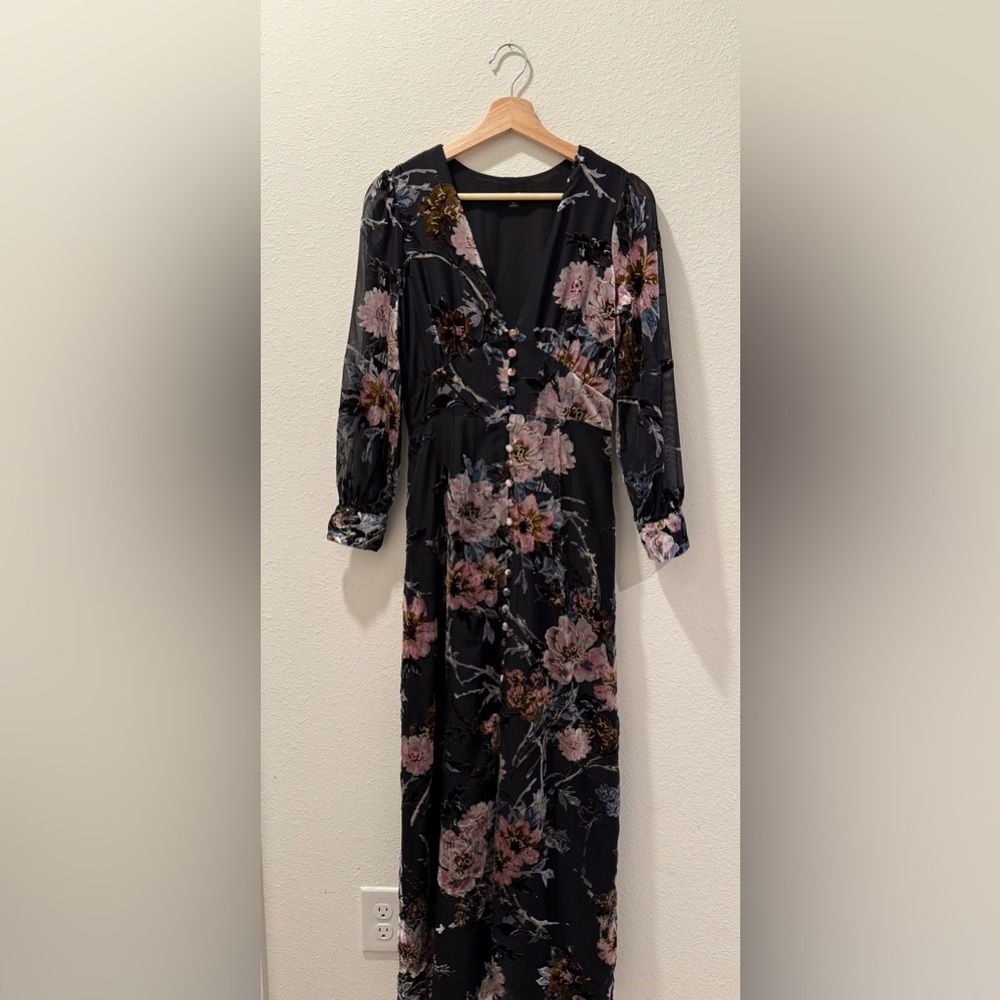 Yumi Kim Black Floral Long Sleeve Dress